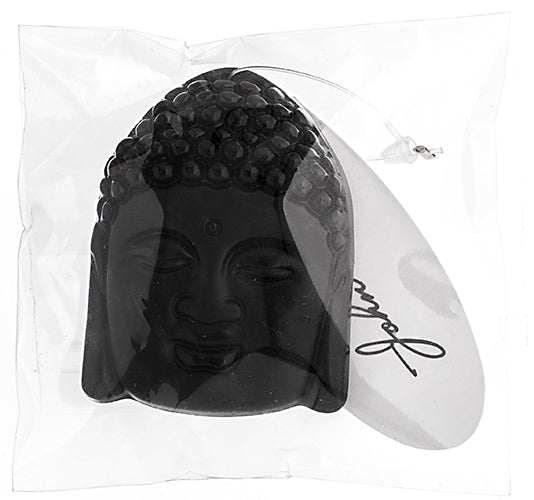 Glass Pendant Buddha Face 38x49mm Black
