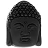 Glass Pendant Buddha Face 38x49mm Black
