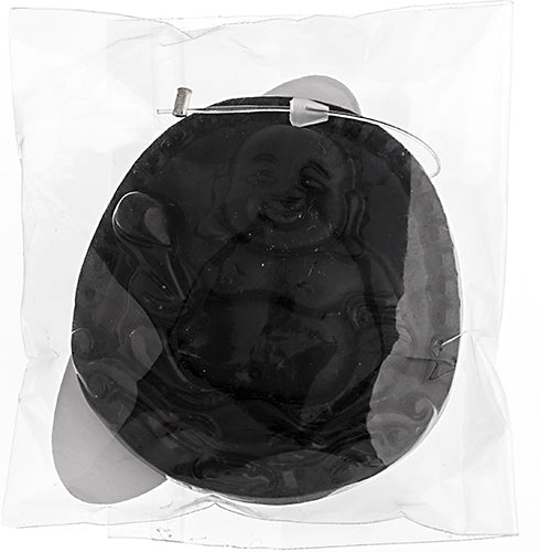 Glass Pendant Buddha Sitting 49x52mm Black