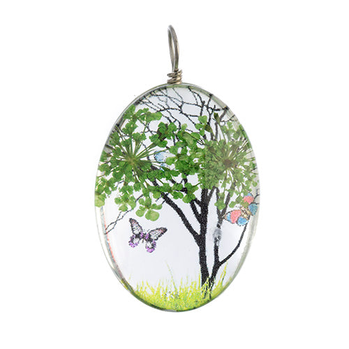 Dried Flower Glass Pendants Assorted Colors 4pcs - Cosplay Supplies Inc