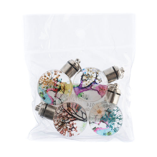 Dried Flower Glass Pendants Assorted 25mm 4pc with Battery Light