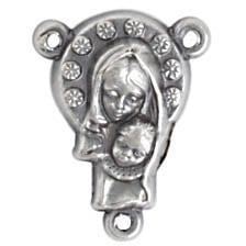 Religious Pendant "Mary & Child" 3 Hole 6x12mm Nickel