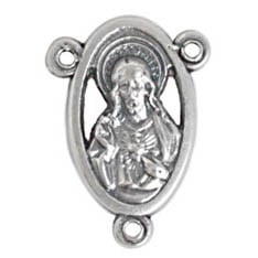 Religious Pendant 3 Hole Oval Sacred Heart 15x20mm Nickel