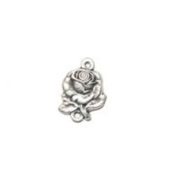 Religious Pendant Rose With Leaf 19x12mm Nickel 2 Hole