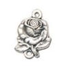 Religious Pendant Rose With Leaf 19x12mm Nickel 2 Hole