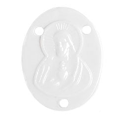 Connector Opaque White 3-Hole Oval 22.5x17.5mm Acrylic Two Face