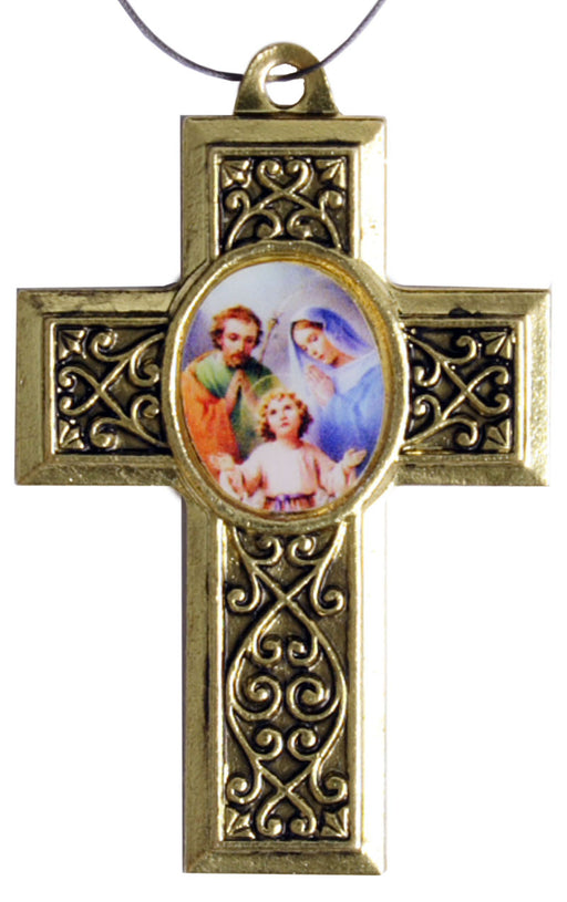 Religious Cross Holy Family Antique Gold
