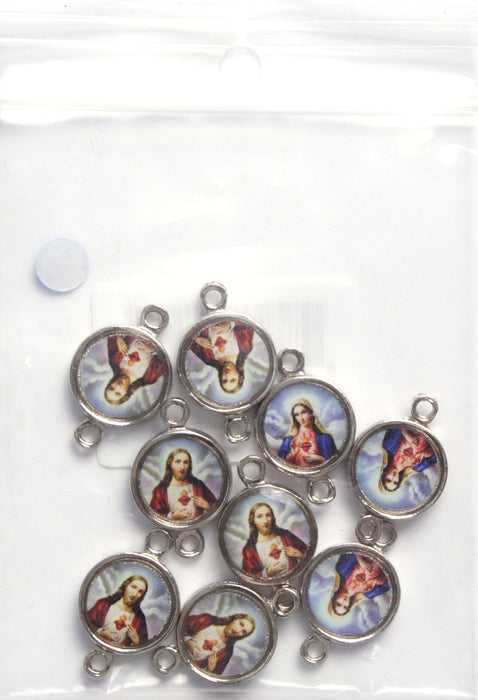 Medal With 2 Loops Sacred Heart Immaculate Heart Of Mary