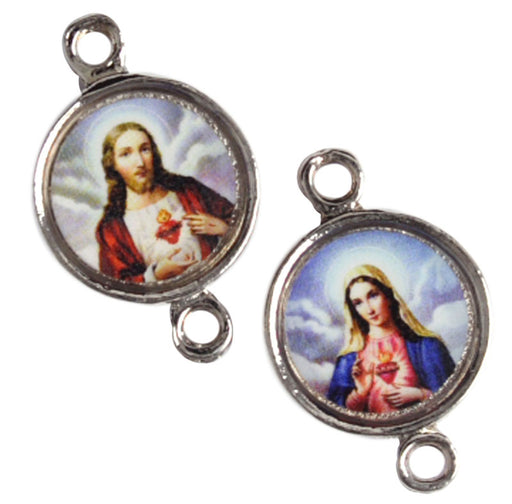 Medal With 2 Loops Sacred Heart Immaculate Heart Of Mary