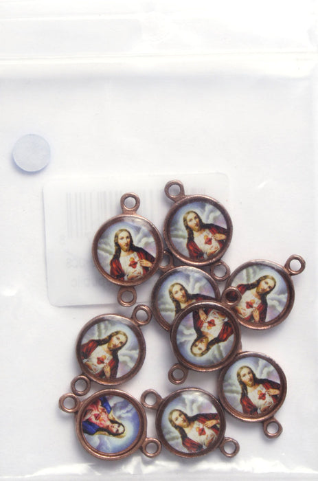 Medal With 2 Loops Sacred Heart Immaculate Heart Of Mary