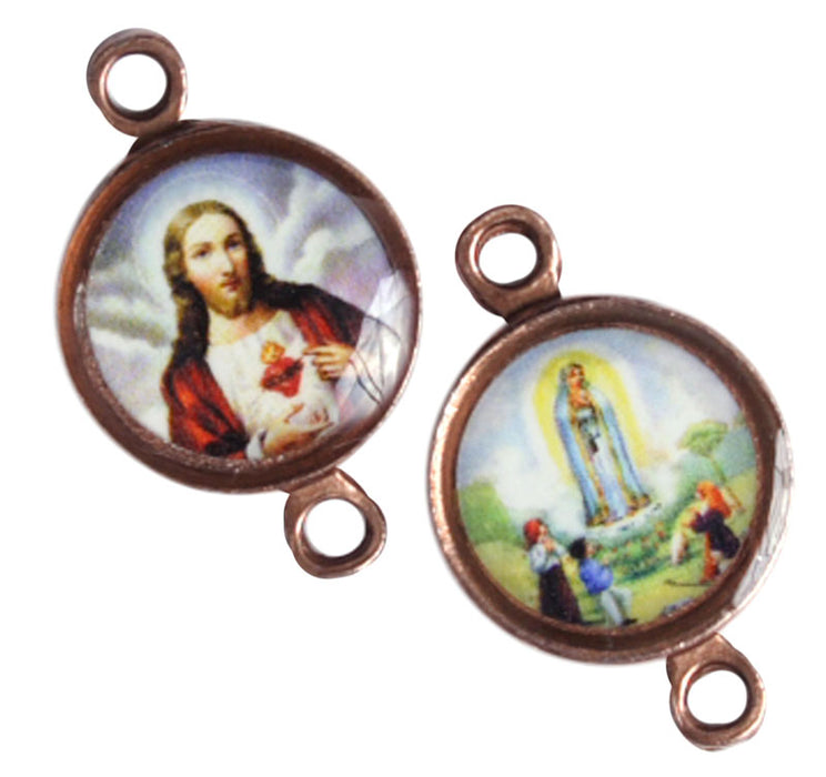 Medal With 2 Loops Fatima / Sacred Heart