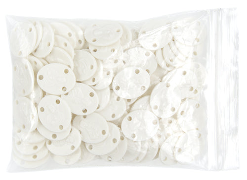 Connector 3 Hole Oval 14mm Acrylic Two Face Opaque White