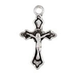 Religious Cross Antique Silver 30x17mm With Ring Lead & Nickel Free