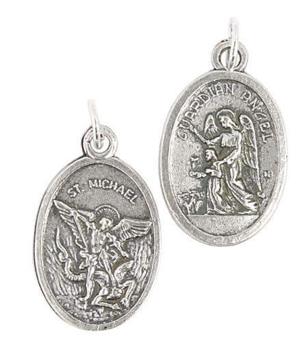 Religious Pendant Lead Free Guardian Angel / St. Michael Nickel With Ring