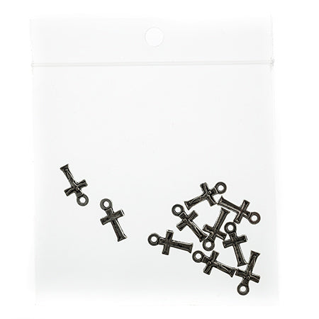 Pendant- Religious Mini Cross 14x7.5mm Antique Silver 10pcs