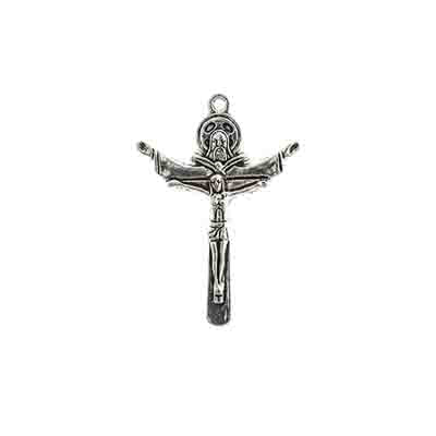 Pendant- Religious Cross Holy Trinity 31x24mm Antique Silver 10pcs