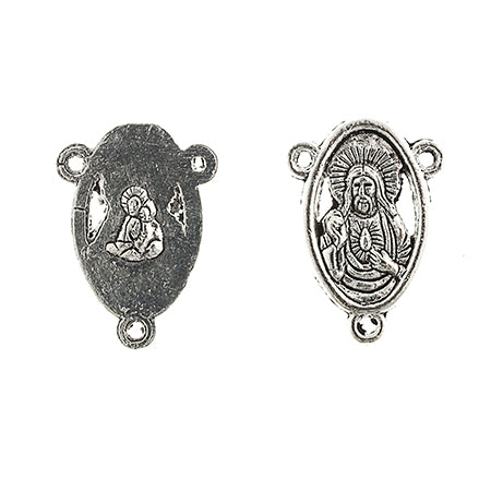 Connector- Religious Scared Heart 15x20mm Antique Silver 10pcs
