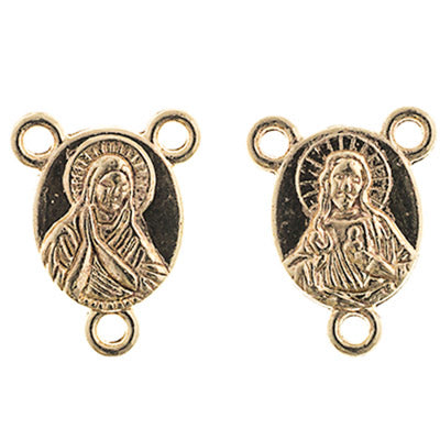 Connector- Religious 3 Loop Sacred Heart 12x9.75mm Gold 10pcs