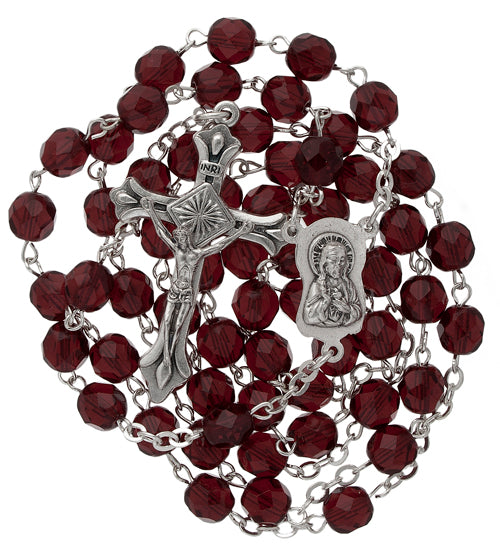 Fire-Polished 7mm Rosary Silver