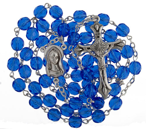 Fire-Polished 7mm Rosary Silver