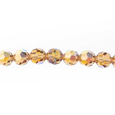 Preciosa Czech Crystal Round Bead Simple 6mm 36pcs 451 19 602 Light Colorado Topaz Aurora Borealis