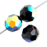Preciosa Czech Crystal Round Bead Simple 451 19 602 Jet Aurora Borealis