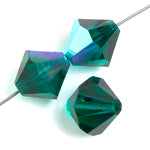Preciosa Czech Crystal Bead Rondell 451 69 302 Emerald Aurora Borealis