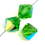 Preciosa Czech Crystal Bead Rondell 451 69 302 Peridot Aurora Borealis