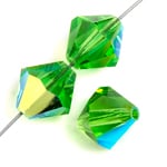 Preciosa Czech Crystal Bead Rondell 451 69 302 Peridot Aurora Borealis