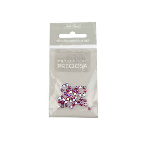 Preciosa Czech Crystal Bead Rondell 451 69 302 Fuchsia Aurora Borealis x2