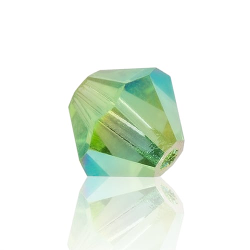 Preciosa Czech Crystal Bead Rondell 451 69 302 Peridot Aurora Borealis x2