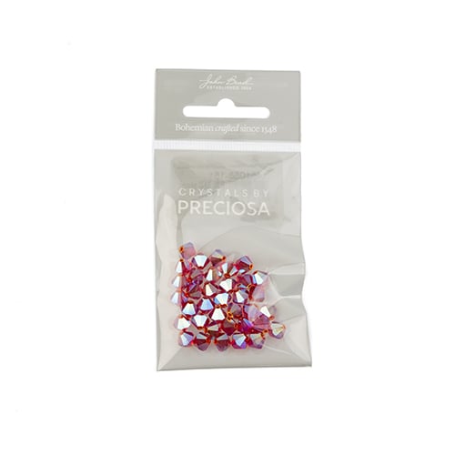 Preciosa Czech Crystal Bead Rondell 451 69 302 Light Siam Aurora Borealis x2