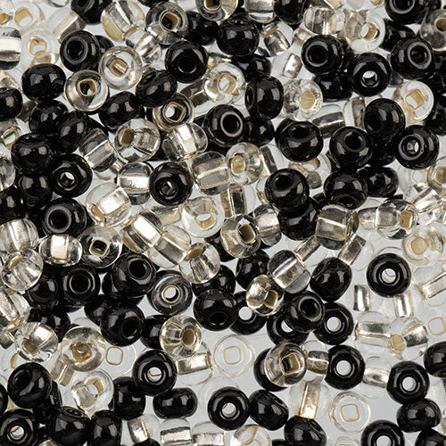 Czech Seed Beads Approx 24g Vial 6/0 - Black/White Shades