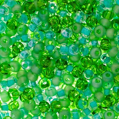 Czech Seed Beads Approx 24g Vial 6/0 - Green Shades