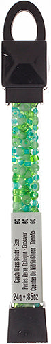 Czech Seed Beads Approx 24g Vial 6/0 - Green Shades