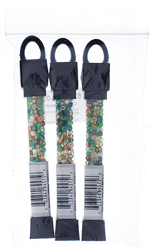 Czech Seed Beads Approx 24g Vial 6/0 - Green Shades