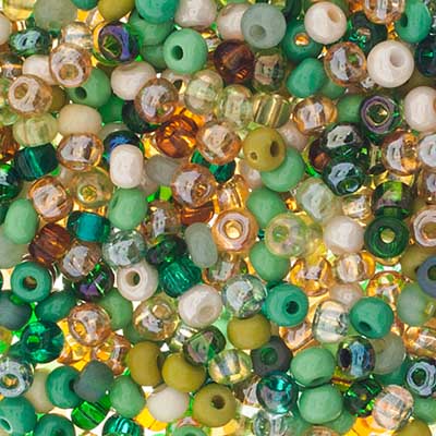 Czech Seed Beads Approx 24g Vial 6/0 - Green Shades