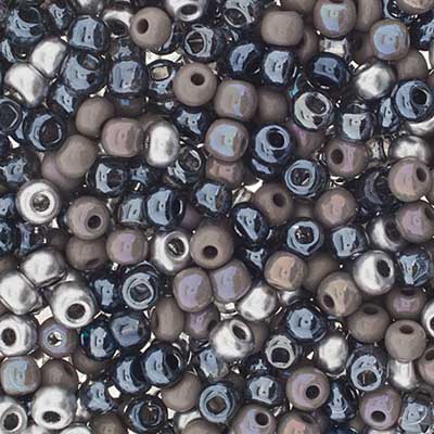 Czech Seed Beads Approx 24g Vial 6/0 - Black/White Shades