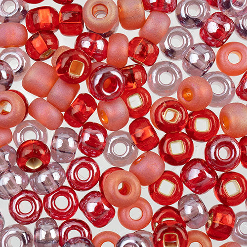 Czech Seed Beads Approx 24g Vial 2/0 - Red/Pink Shades