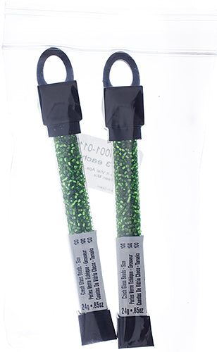 Czech Seed Beads Approx 24g Vial 10/0 - Green Shades