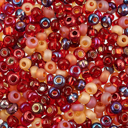 Czech Seed Beads Approx 24g Vial 6/0 - Red Shades