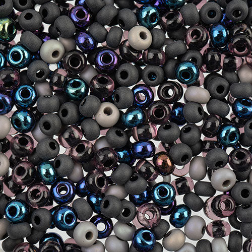 Czech Seed Beads Approx 24g Vial 6/0 - Black/White Shades