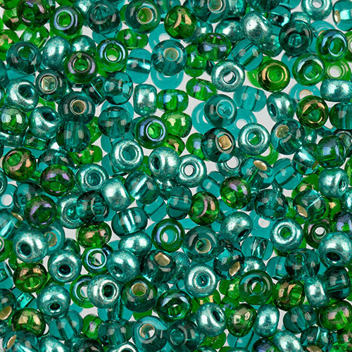 Czech Seed Beads Approx 24g Vial 6/0 - Green Shades