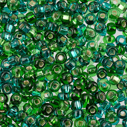 Czech Seed Beads Approx 24g Vial 6/0 - Green Shades