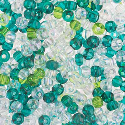 Czech Seed Beads Approx 24g Vial 6/0 - Green Shades