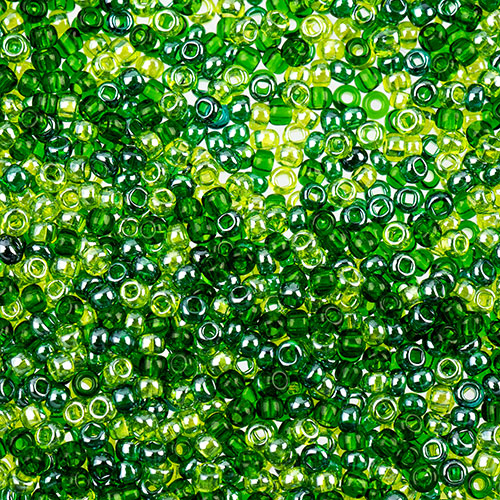Czech Seed Beads Approx 24g Vial 10/0 - Green Shades