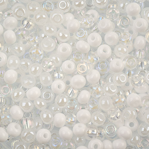 Czech Seed Beads Approx 24g Vial 6/0 - Black/White Shades