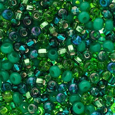 Czech Seed Beads Approx 24g Vial 6/0 - Green Shades