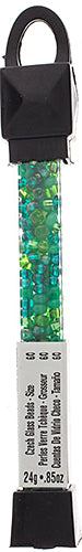 Czech Seed Beads Approx 24g Vial 6/0 - Green Shades