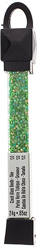 Czech Seed Beads Approx 24g Vial 10/0 - Green Shades